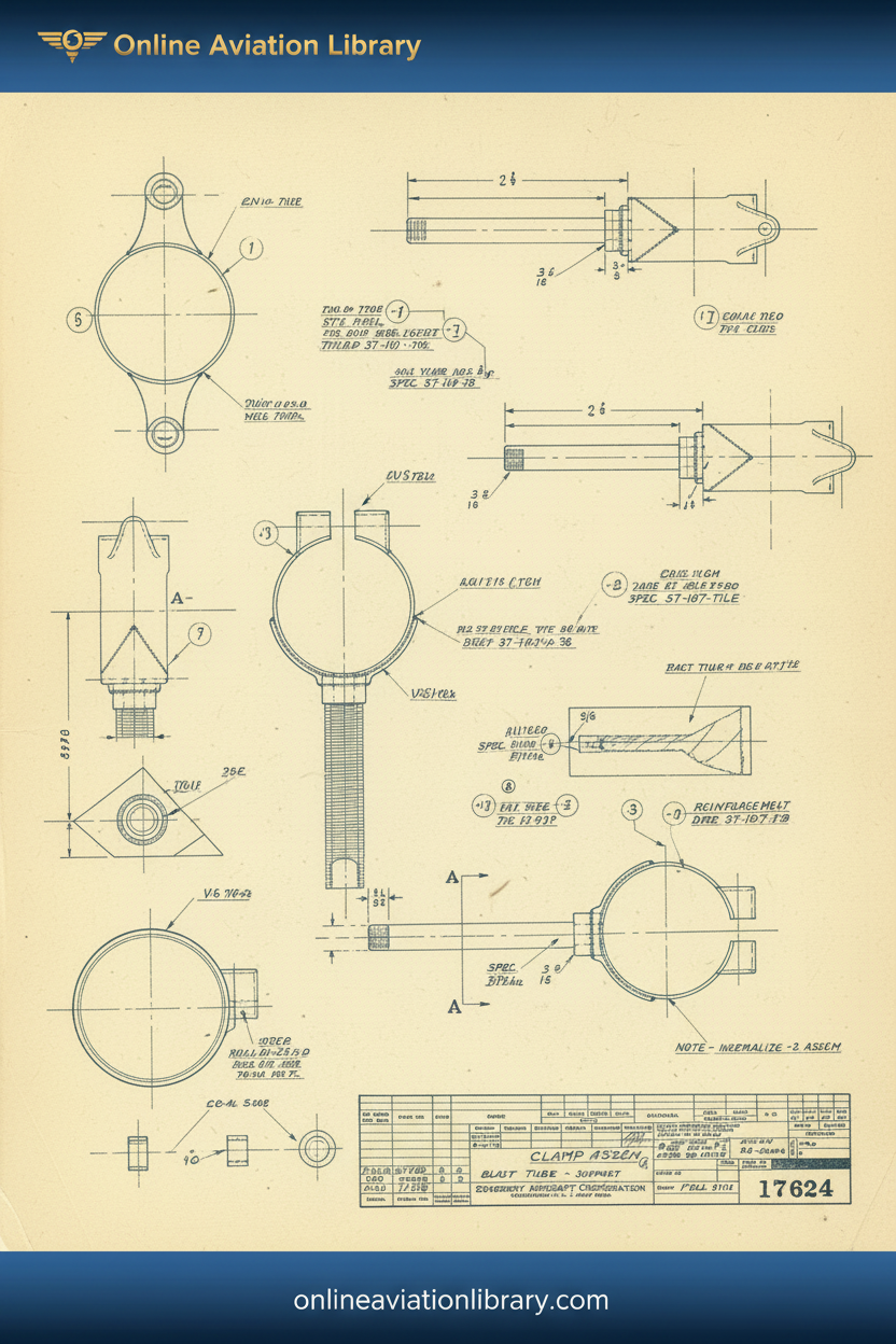 Standard Blueprints Cover Yellow - Seversky Aircraft Clamp Assembly Blueprint