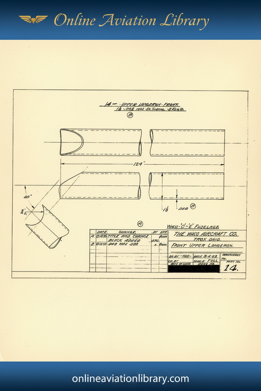 Standard Blueprints Cover Yellow - WACO Front Upper Longeron