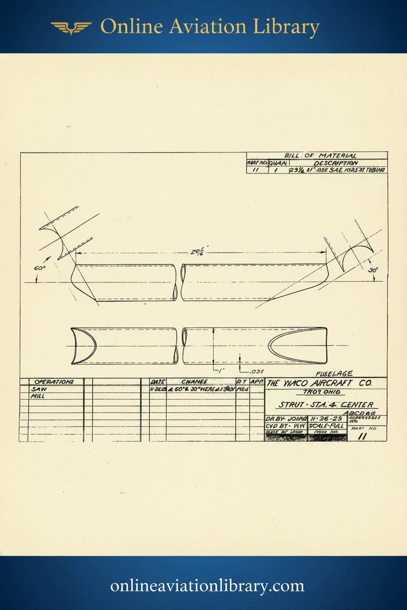 Standard Blueprints Cover Yellow - WACO Fuselage Strut