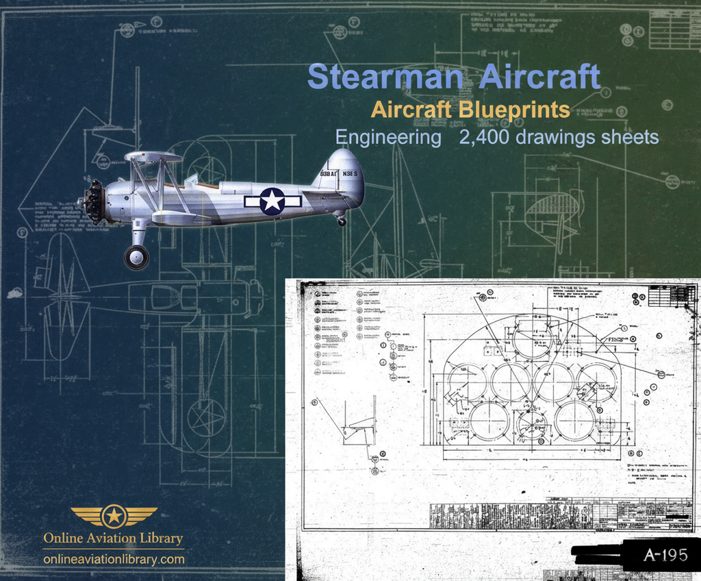 Stearman Aircraft Model PT-13 -17 N2S Aircraft Blueprints Banner
