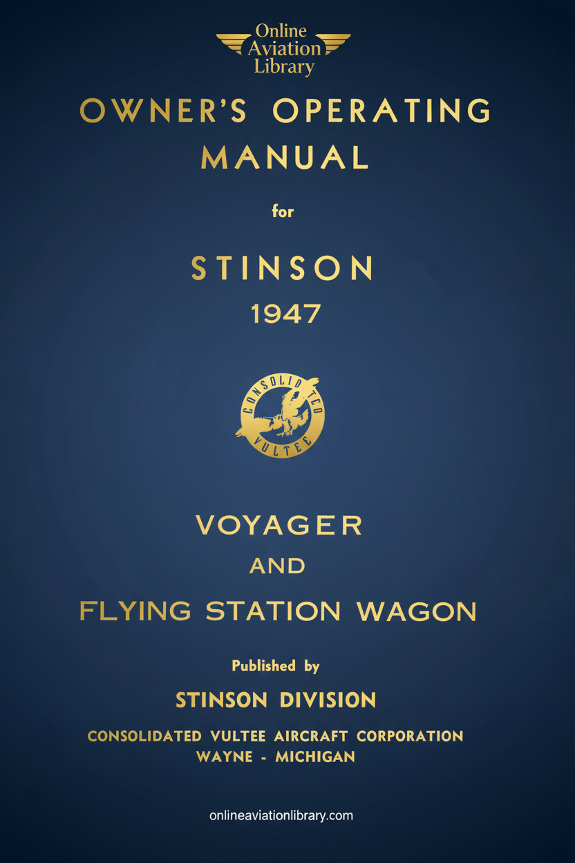 Stinson 1947 Owner's Manual Cover