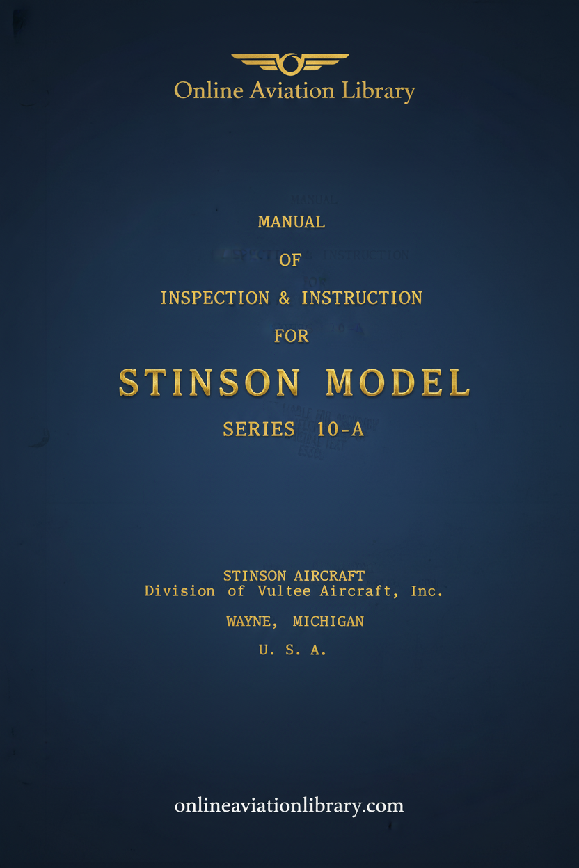 Stinson Model 10-A Manual Cover Page