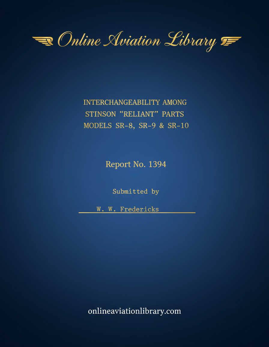 Stinson Reliant Interchangeability Report Cover