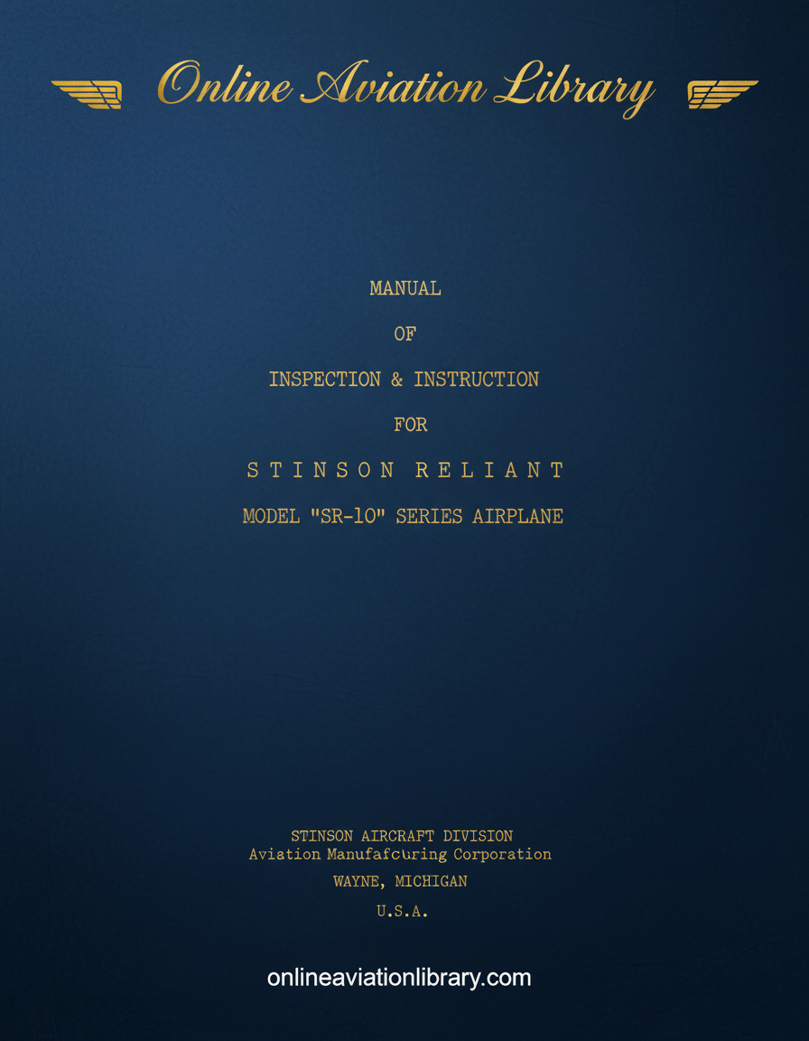 Stinson Reliant SR-10 Series Manual Cover