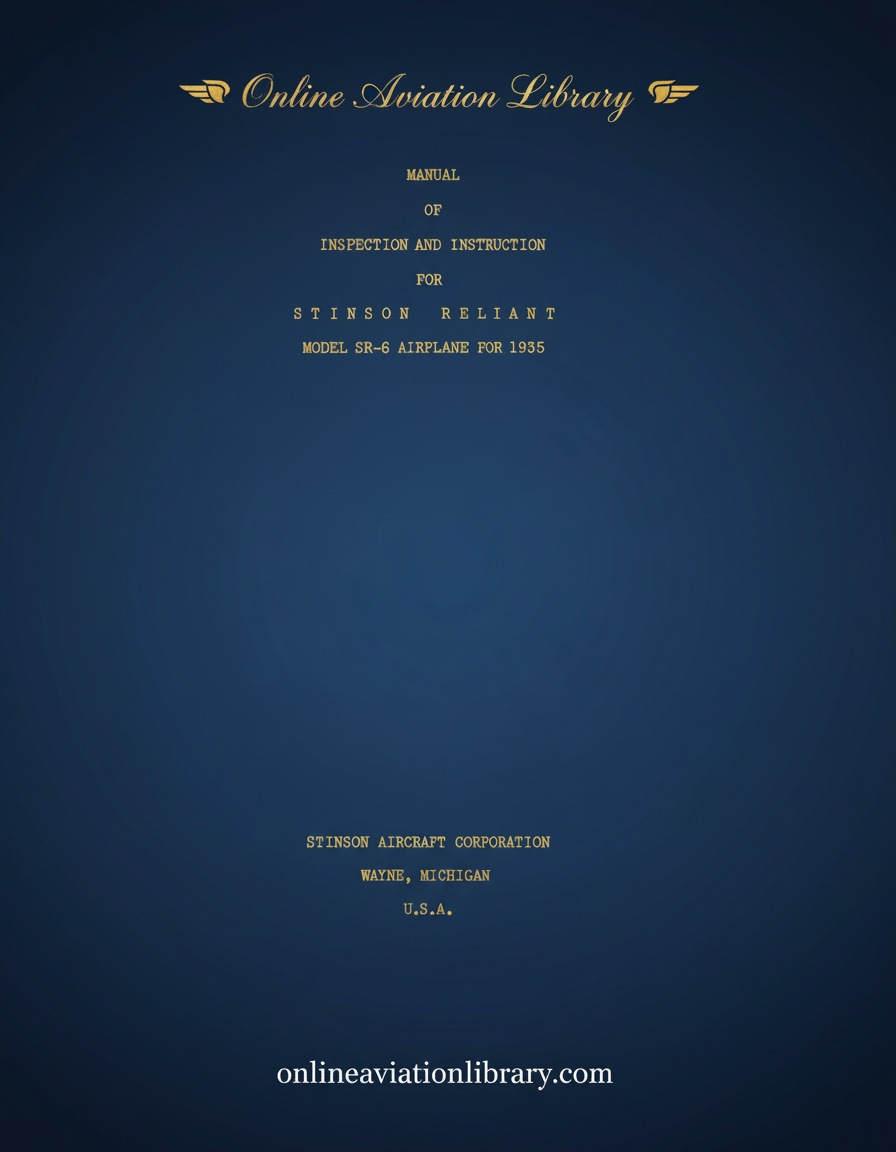 Stinson Reliant SR-6 Manual Cover