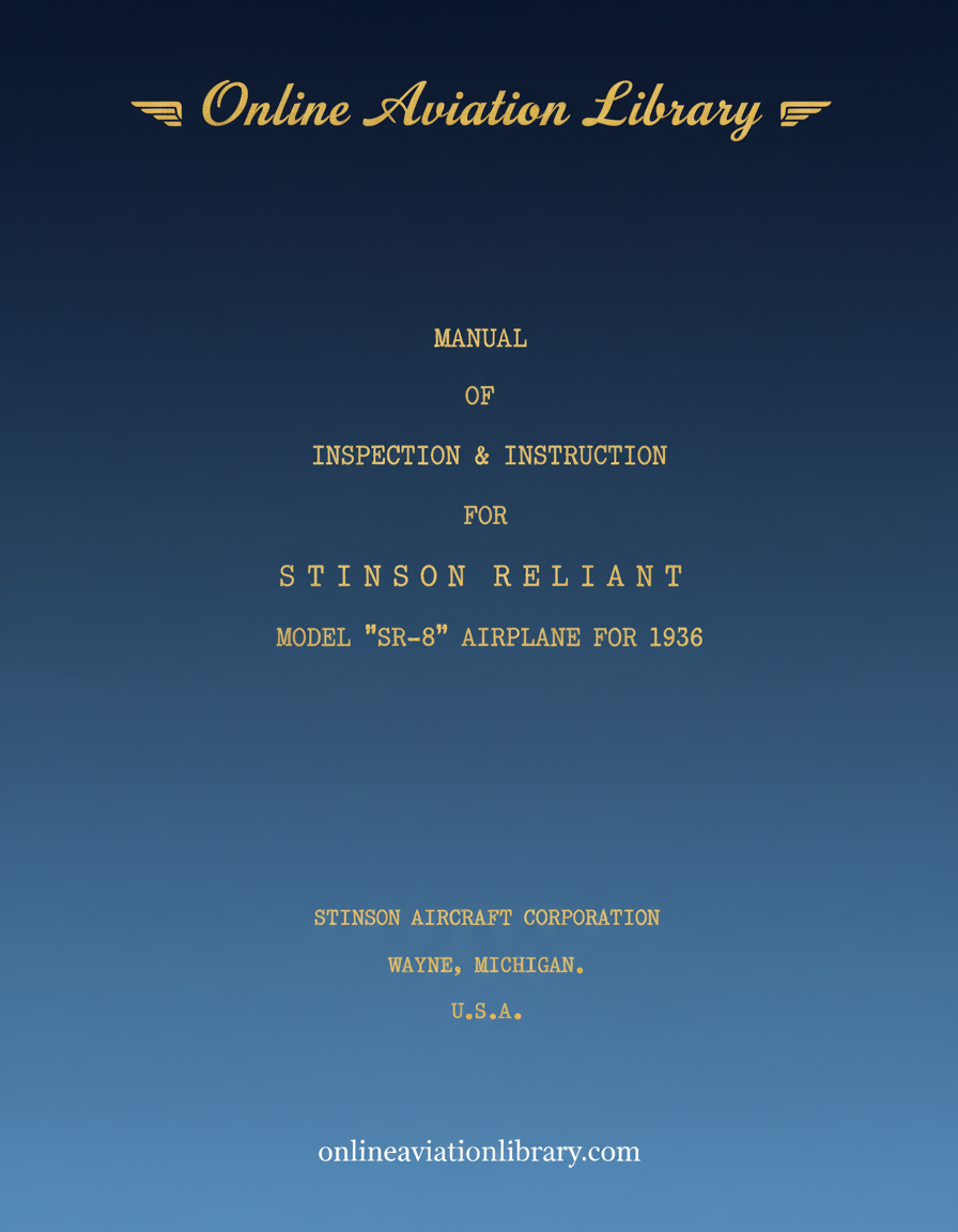 Stinson Reliant SR-8 Manual Cover