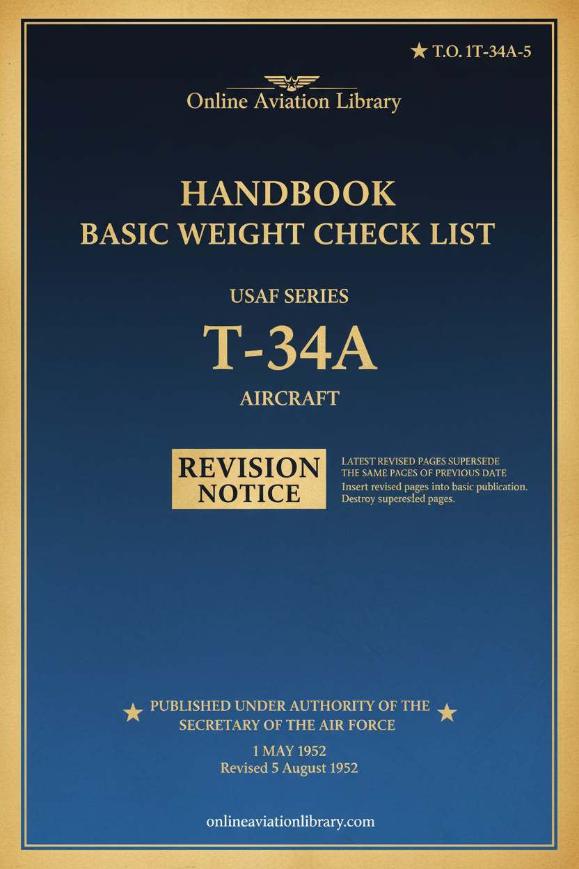 T-34A Handbook Basic Weight Check List Cover