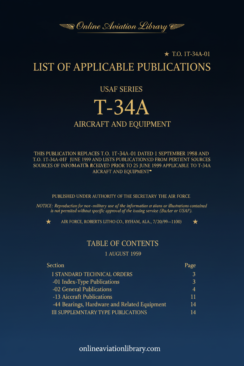 T-34A List of Applicable Publications Cover