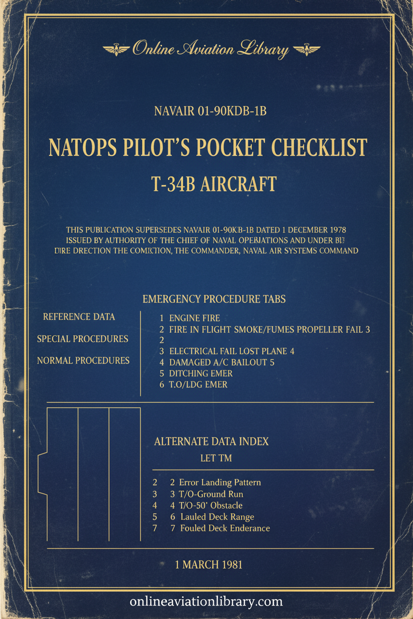 T-34B NATOPS Pilot's Pocket Checklist Cover