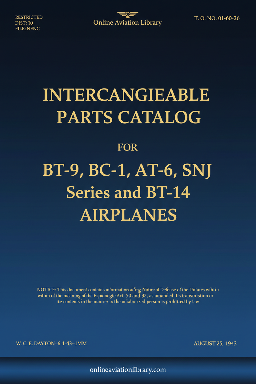 T-6 Texan Interchangeable Parts Catalog Standard Cover Page