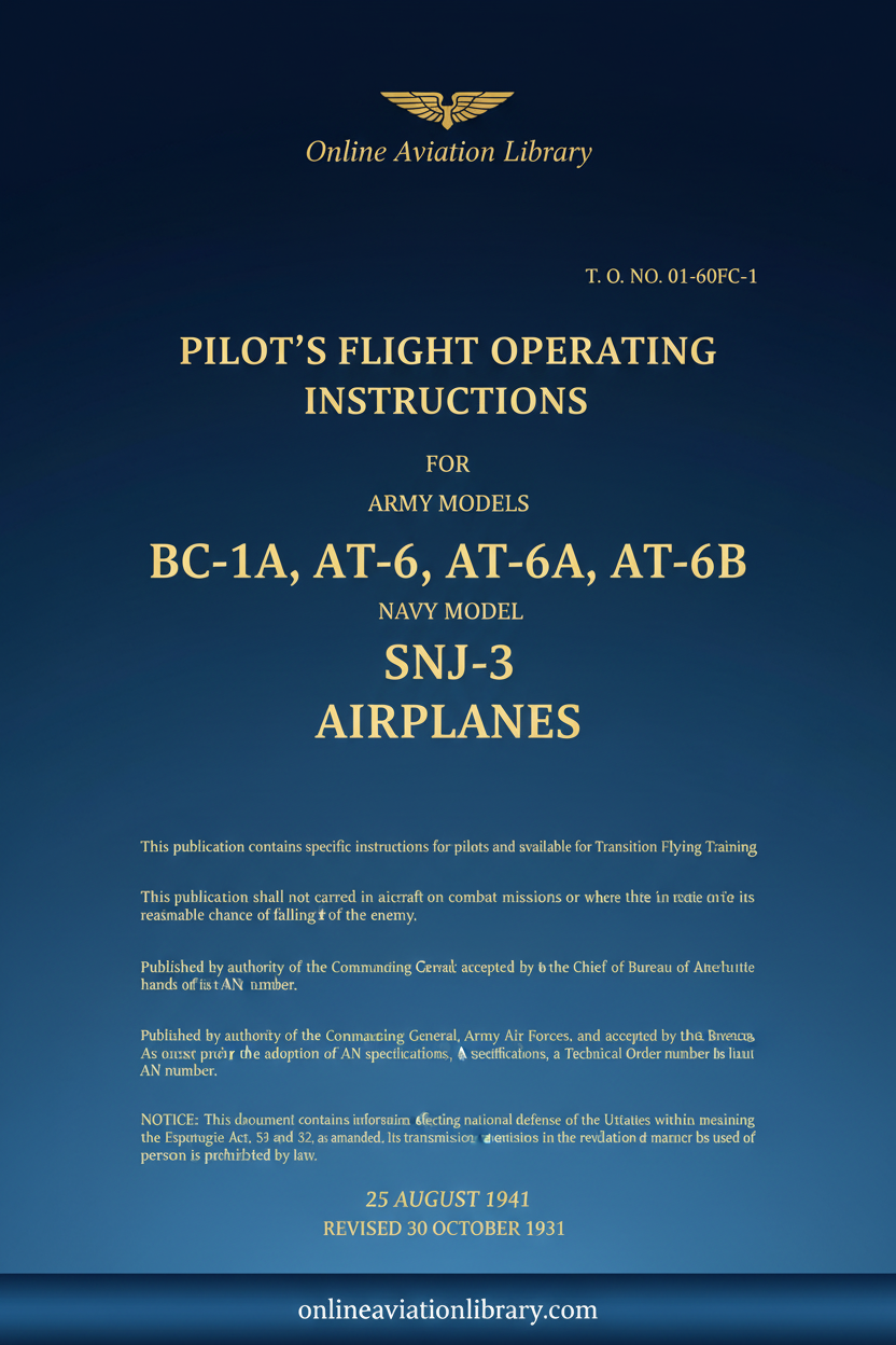 T-6 Texan Pilot's Flight Operating Instructions Standard Cover Page