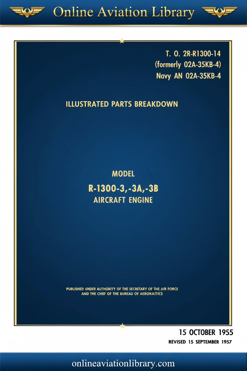 T.O. 2R-R1300-14 R-1300-3 -3A -3B Illustrated Parts Breakdown Cover