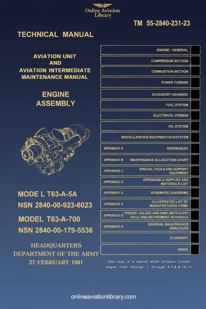 T63-A-5A/T63-A-700 Maintenance Manual Cover Page