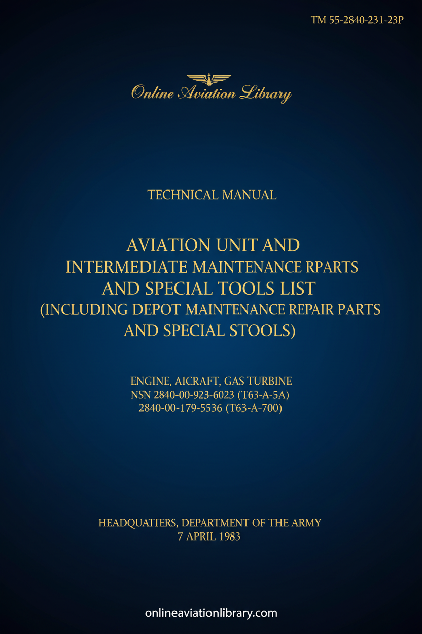 T63-A-5A/T63-A-700 Repair Parts and Special Tools List Cover Page