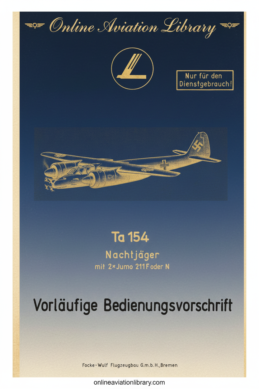 Ta 154 Night Fighter Operating Manual Cover Page