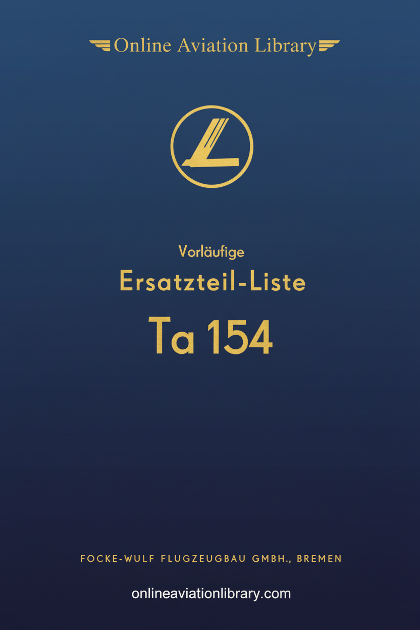 Ta 154 Parts List Cover Page