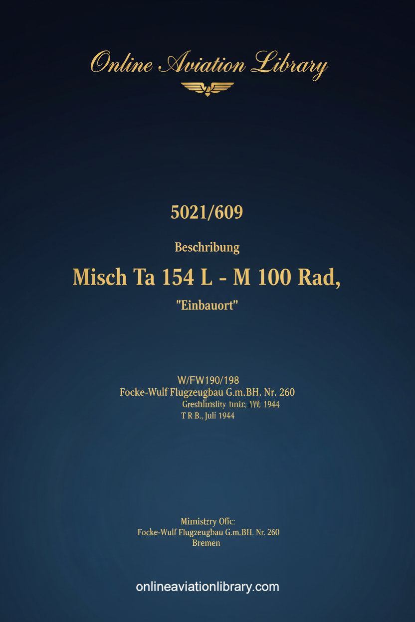 Ta 154 Technical Manual Cover Page