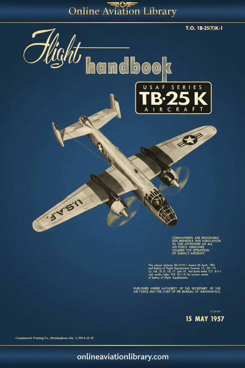TB-25K Cover Page 2 - Flight Handbook 1957