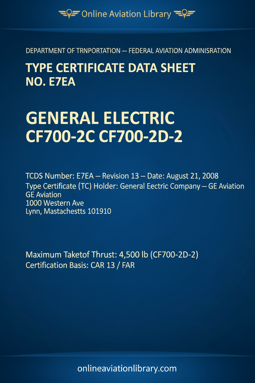 TCDS E7EA CF700 Type Certificate Cover