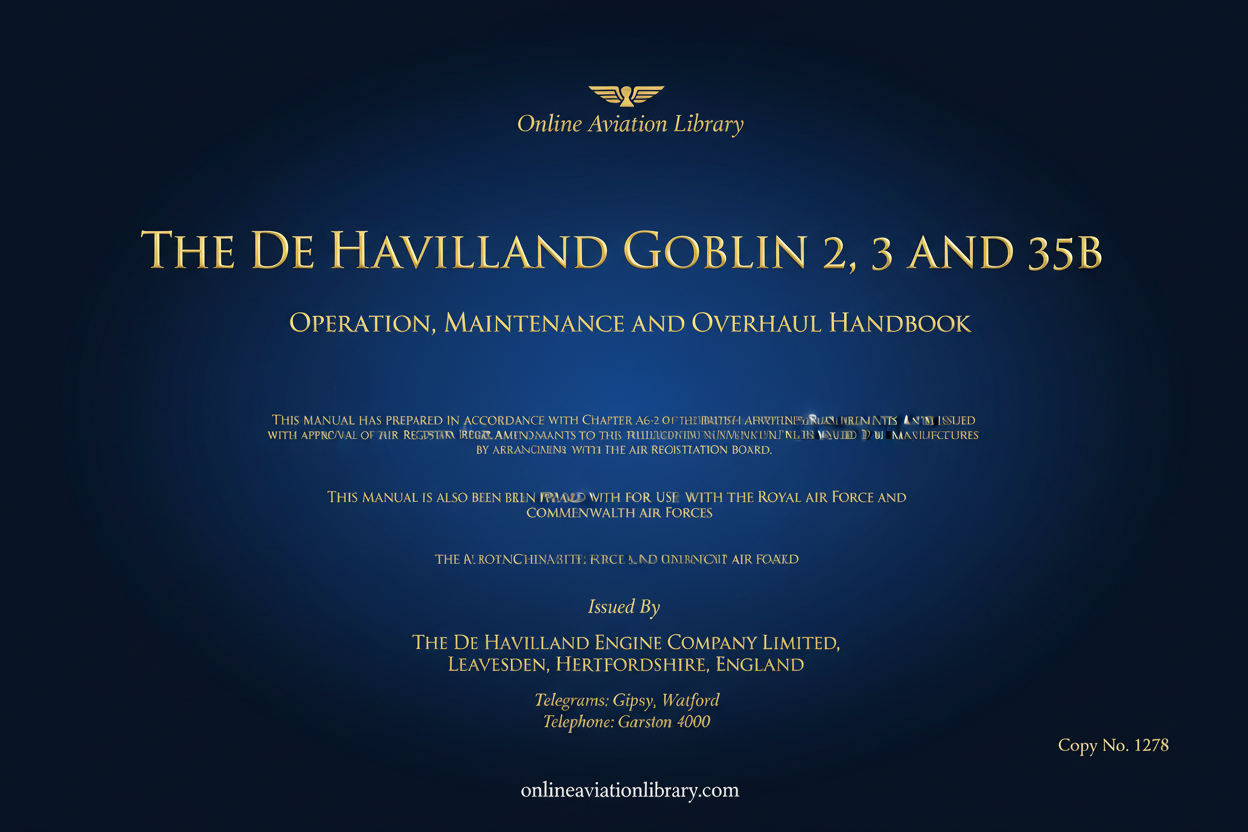 The de Havilland Goblin 2, 3 and 35B Operation, Maintenance and Overhaul Handbook Cover Page