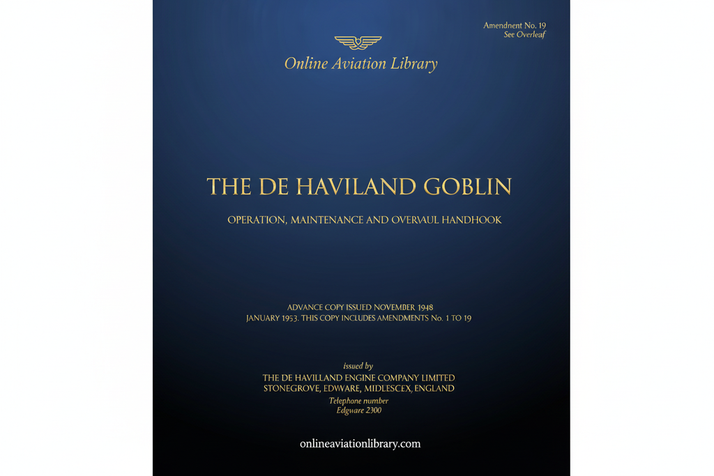 The de Havilland Goblin Operation, Maintenance and Overhaul Handbook Cover Page