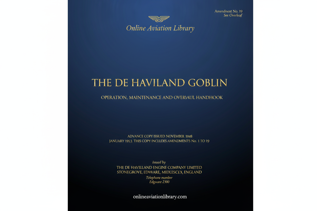 The de Havilland Goblin Operation, Maintenance and Overhaul Handbook Cover Page