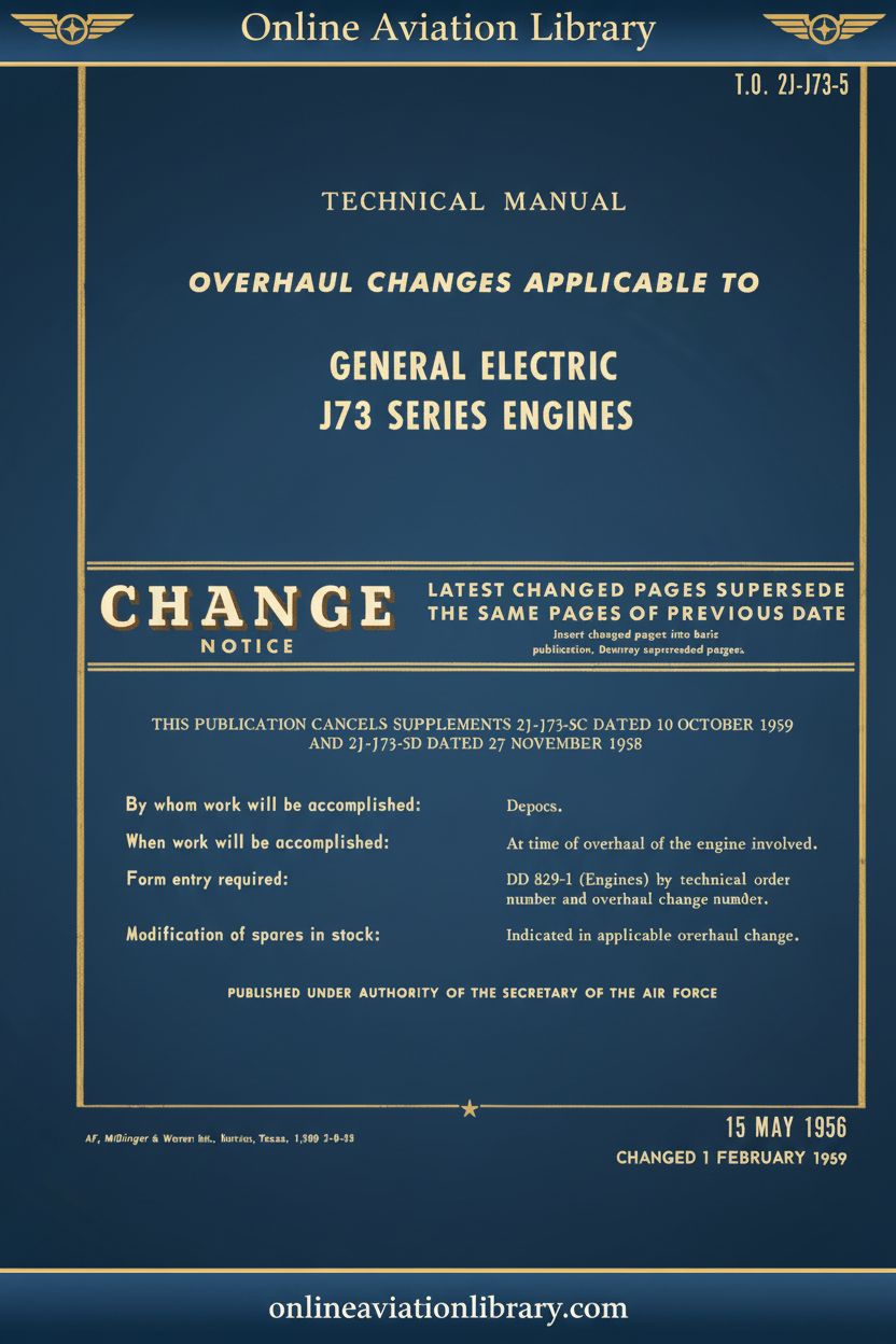 TO 2J-J73-5 Cover