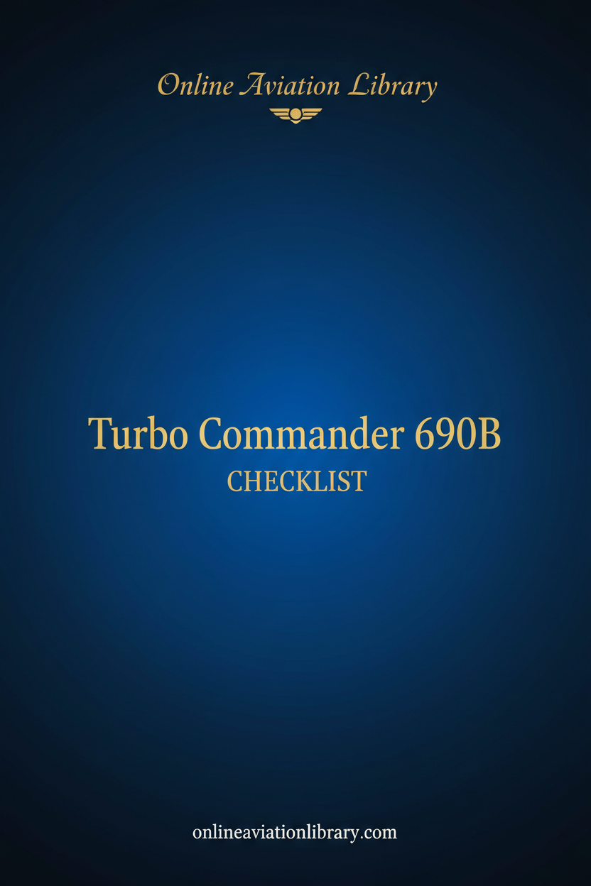 Turbo Commander 690B Checklist Standard Cover Page