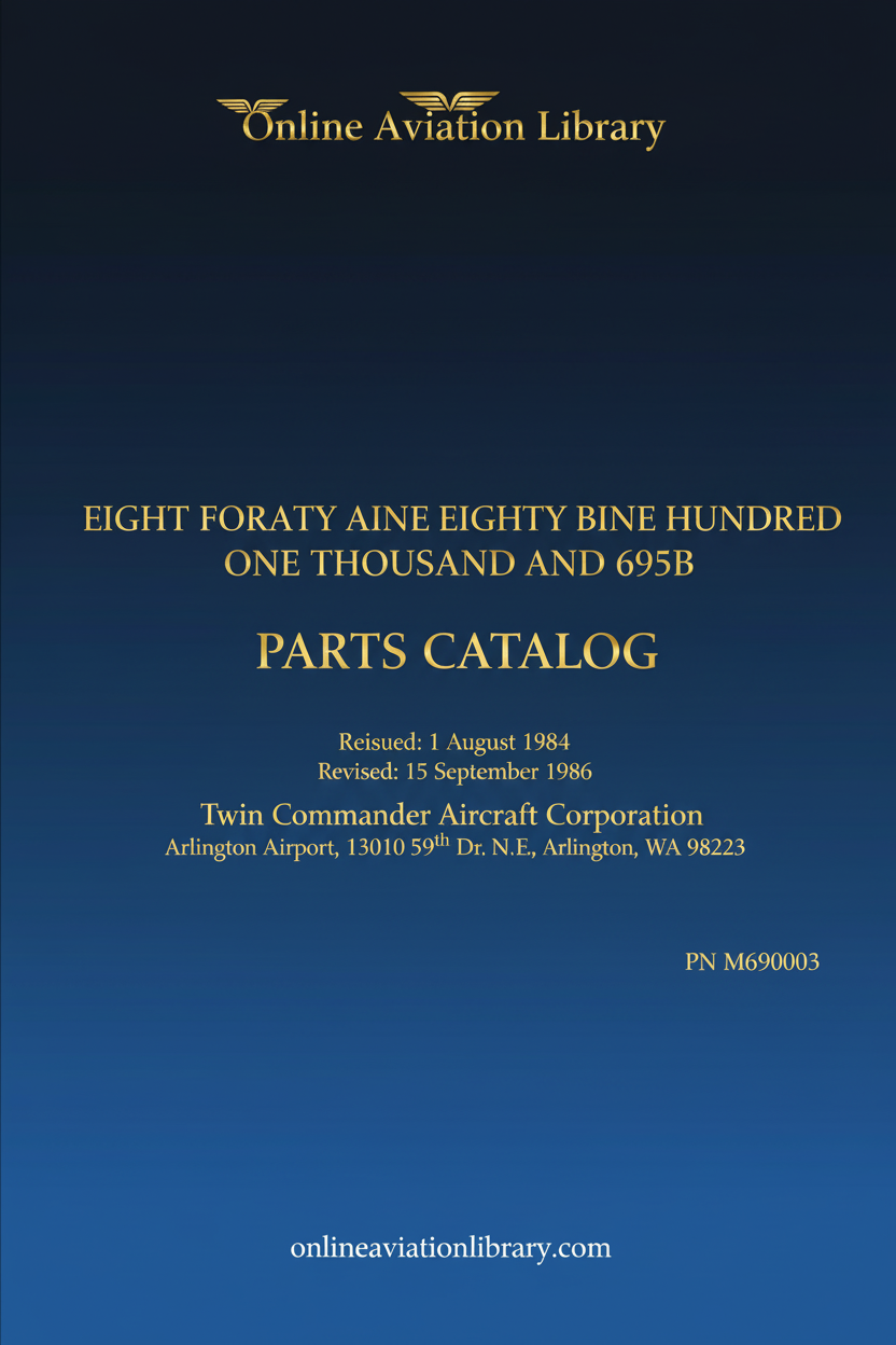 Twin Commander 695B Parts Catalog Standard Cover Page