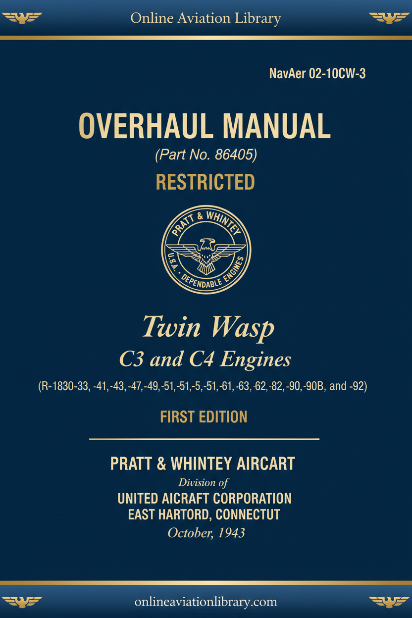 Twin Wasp C3 C4 Overhaul Manual NavAer 02-10CW-3 Cover 1943