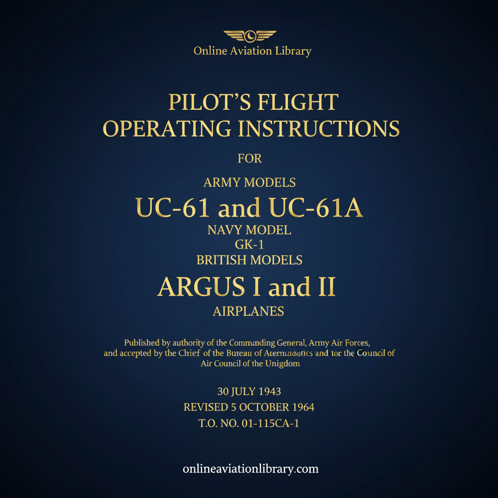 UC-61 UC-61A GK-1 Argus Pilots Flight Operating Instructions Cover Page