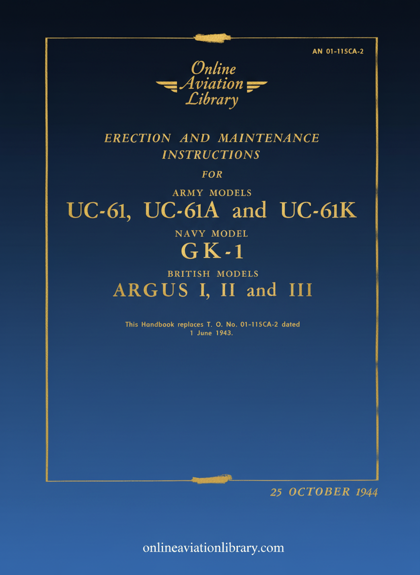 UC-61 UC-61A UC-61K GK-1 Argus Erection Maintenance Instructions Cover Page