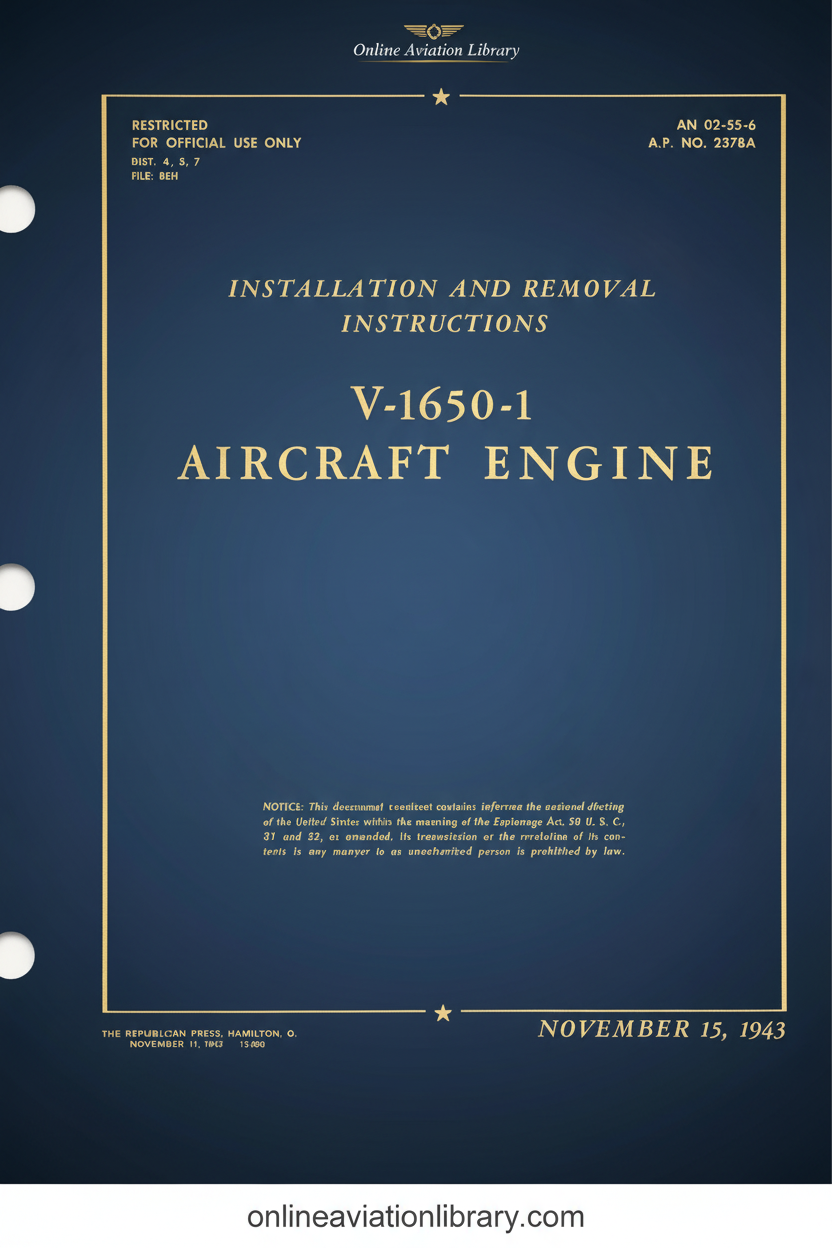 V-1650-1 Installation and Removal Instructions Cover Page
