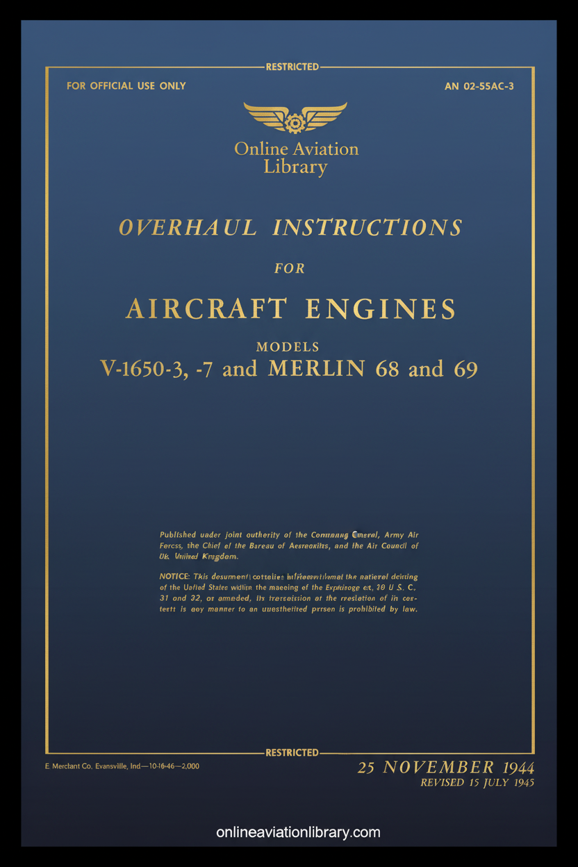 V-1650 and Merlin Engine Overhaul Instructions Cover Page