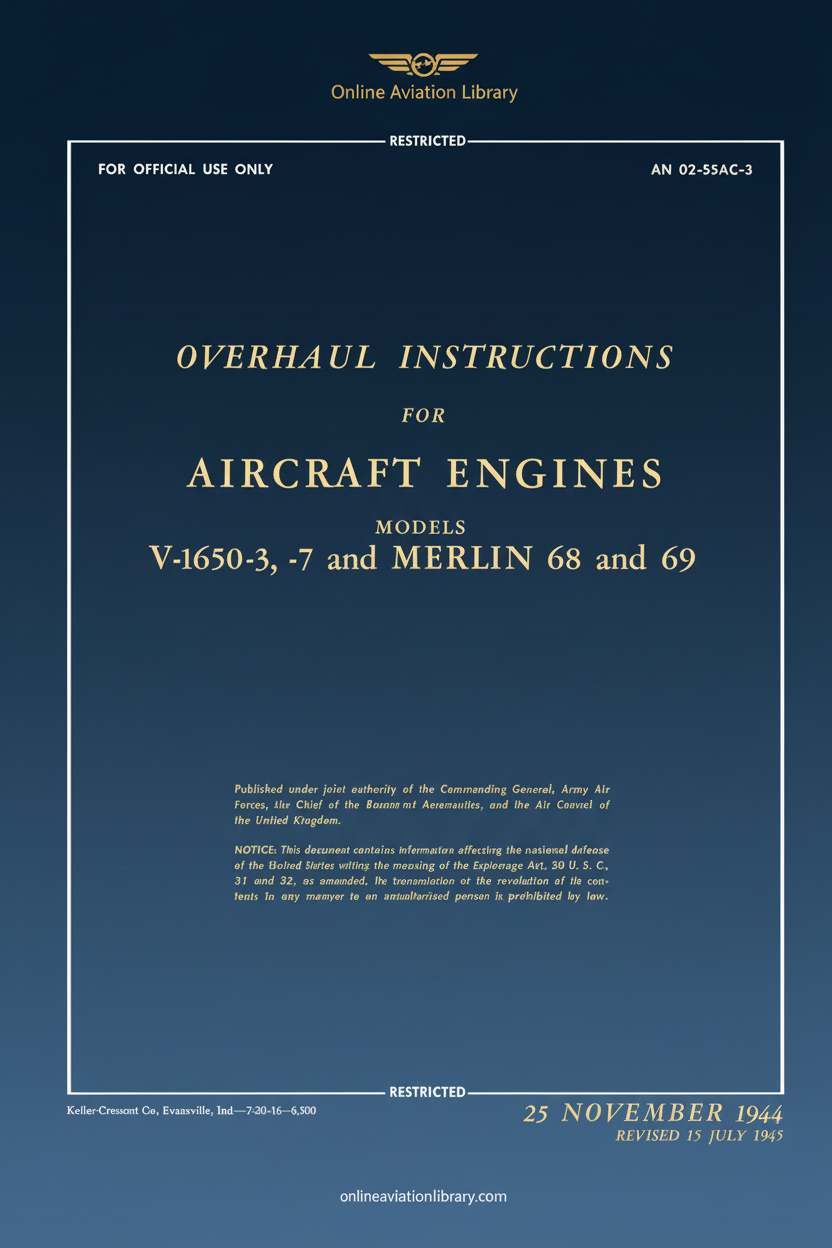 V-1650 and Merlin Engine Overhaul Instructions Cover Page