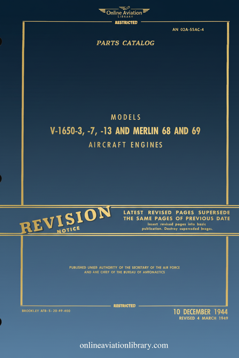 V-1650 and Merlin Engine Parts Catalog Cover Page