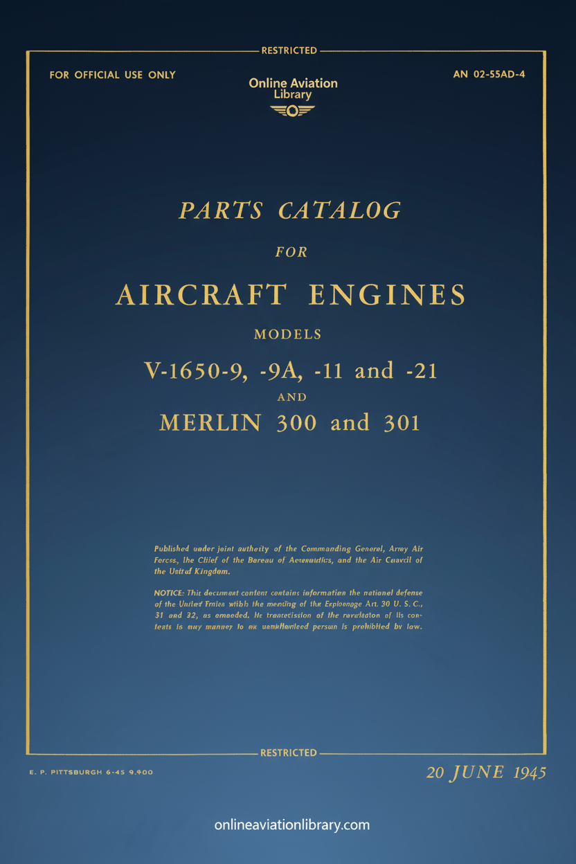 V-1650 and Merlin Engine Parts Catalog Cover Page