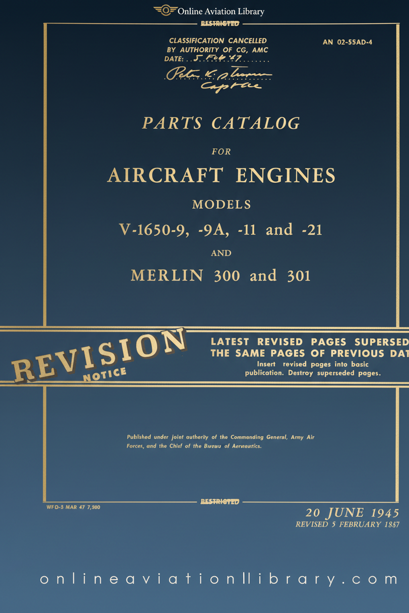 V-1650 and Merlin Engine Parts Catalog Cover Page