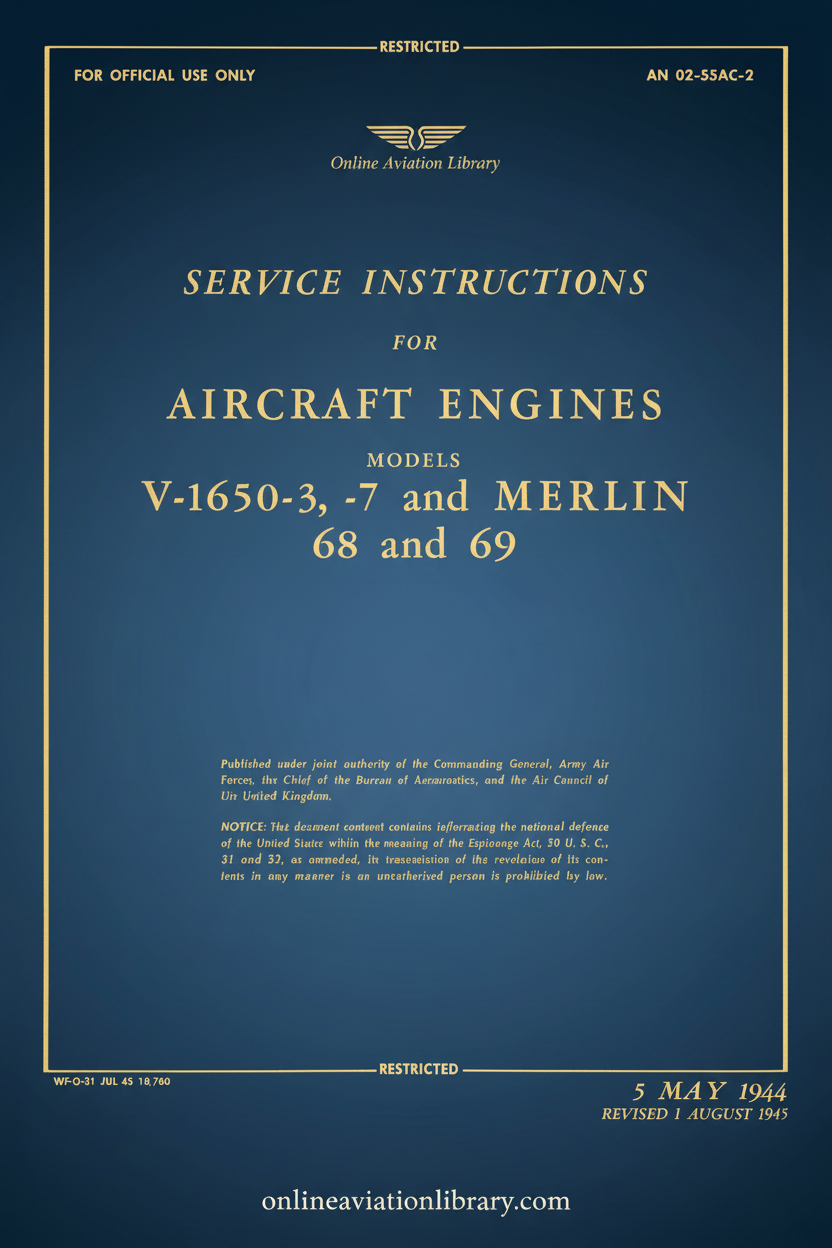 V-1650 and Merlin Engine Service Instructions Cover Page