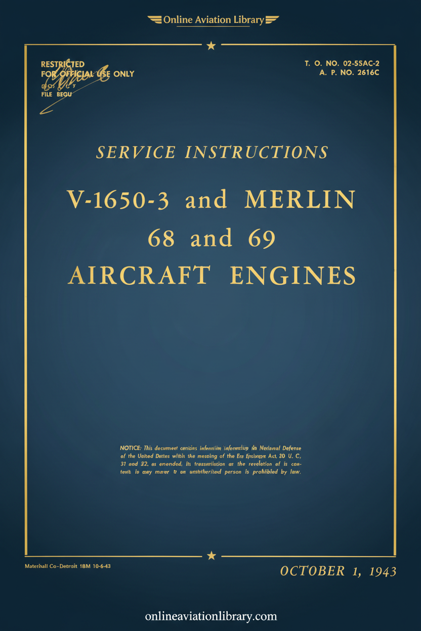 V-1650 and Merlin Engine Service Instructions Cover Page