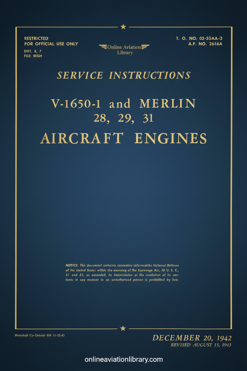 V-1650 and Merlin Engine Service Instructions Cover Page