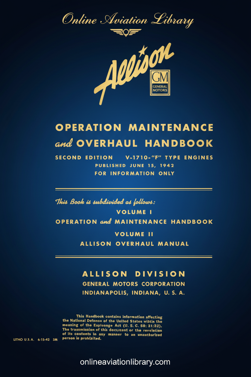 V-1710 Operation Maintenance and Overhaul Handbook Cover Page