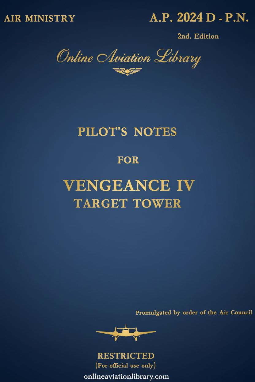Vengeance IV Target Tower Pilot's Notes Cover Page