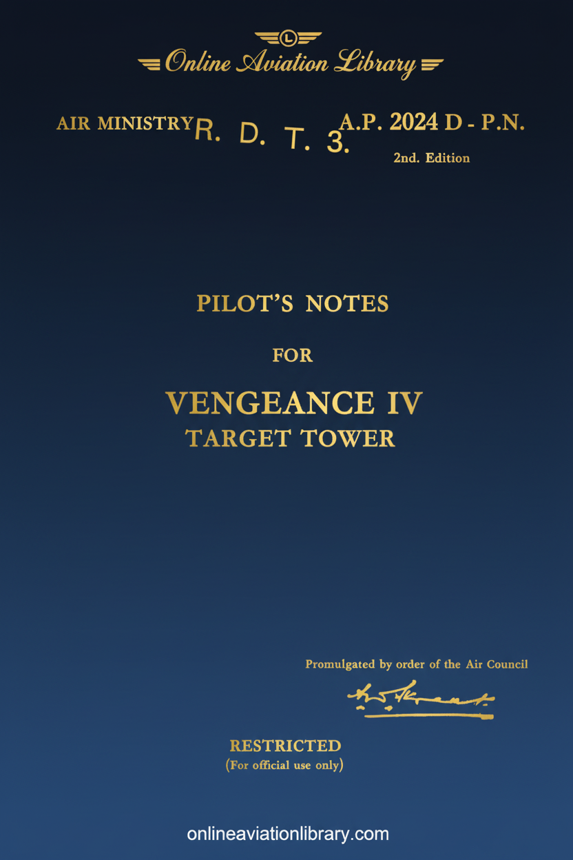 Vengeance IV Target Tower Pilot's Notes Cover Page