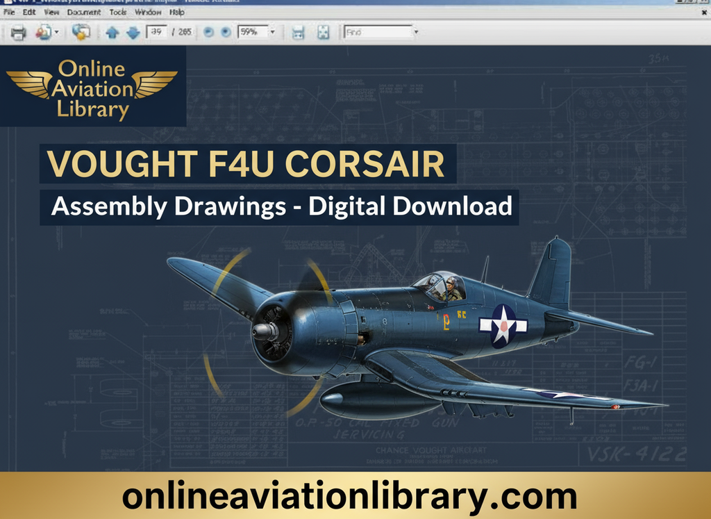 Vought F4U Corsair Blueprints Banner - Enhanced Contrast
