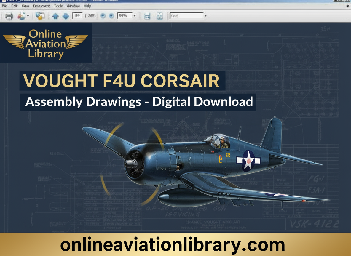 Vought F4U Corsair Blueprints Banner - Enhanced Contrast