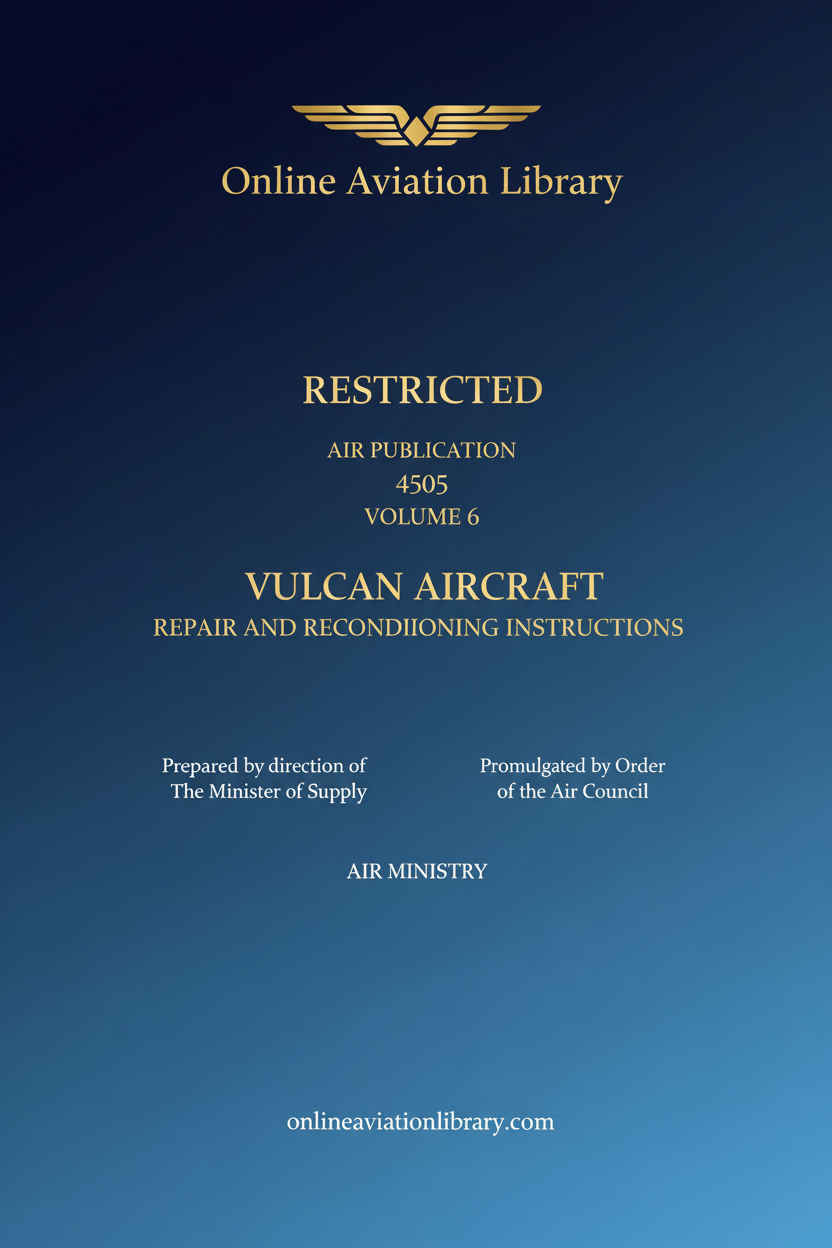 Vulcan Aircraft Repair and Reconditioning Instructions - Standard Cover Page