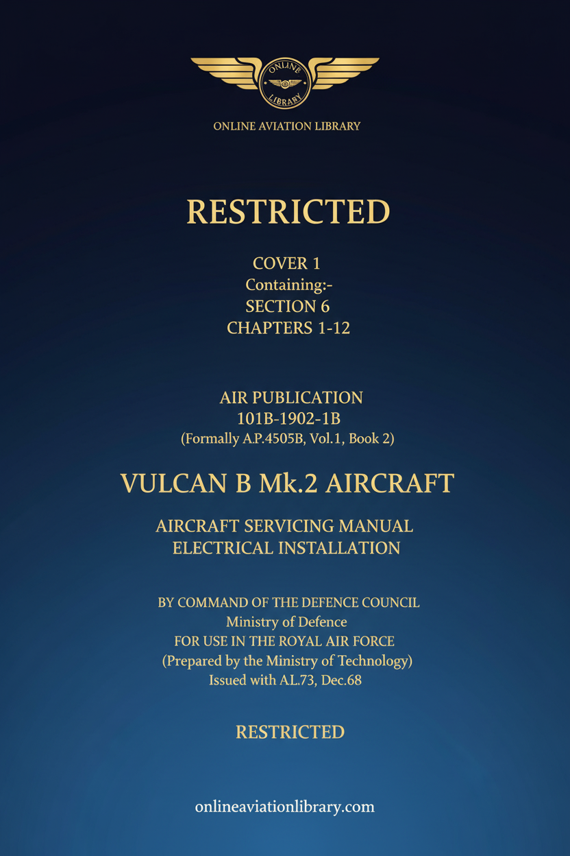 Vulcan B Mk.2 Aircraft Servicing Manual Electrical Installation - Standard Cover Page