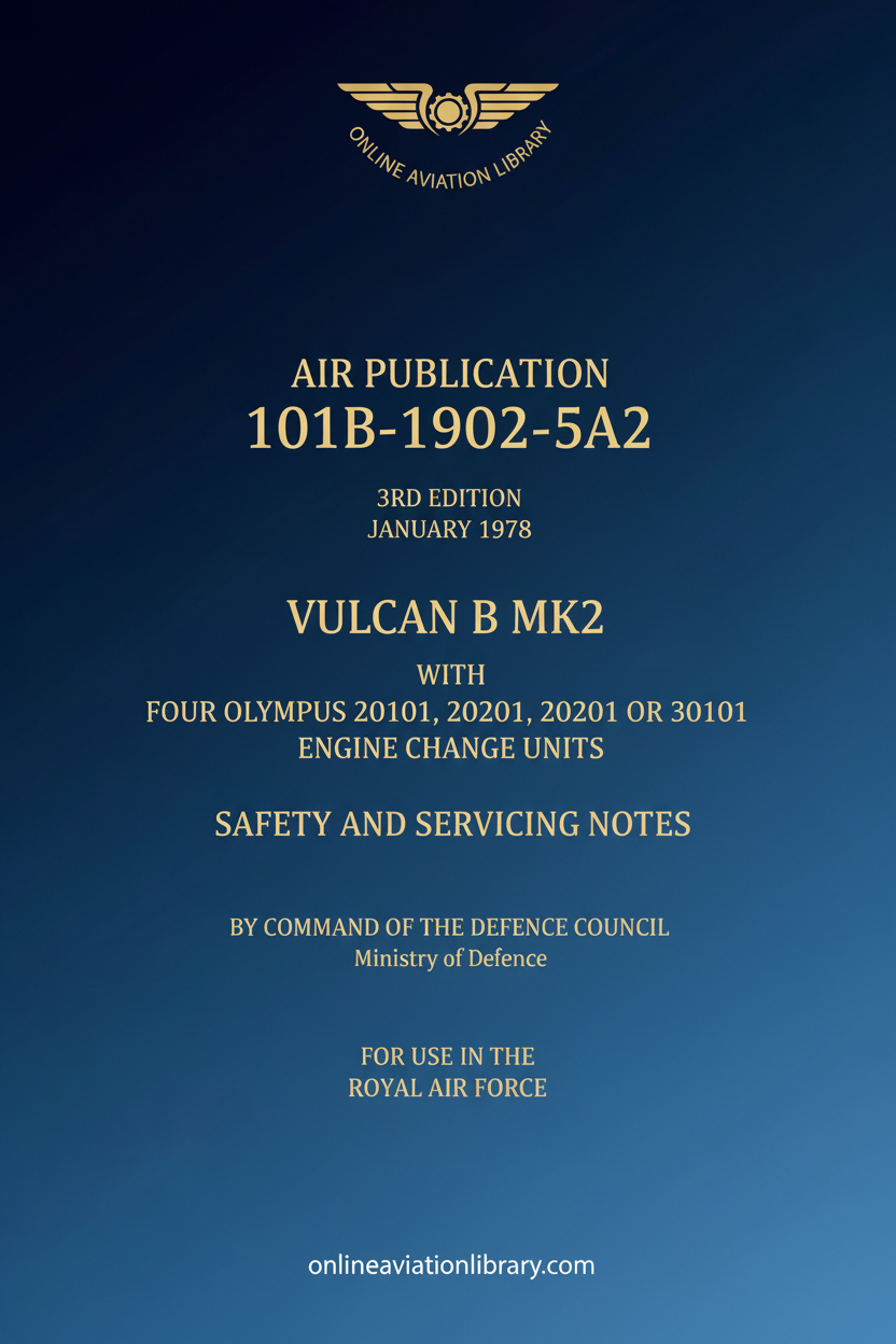 Vulcan B MK2 Safety and Servicing Notes - Standard Cover Page