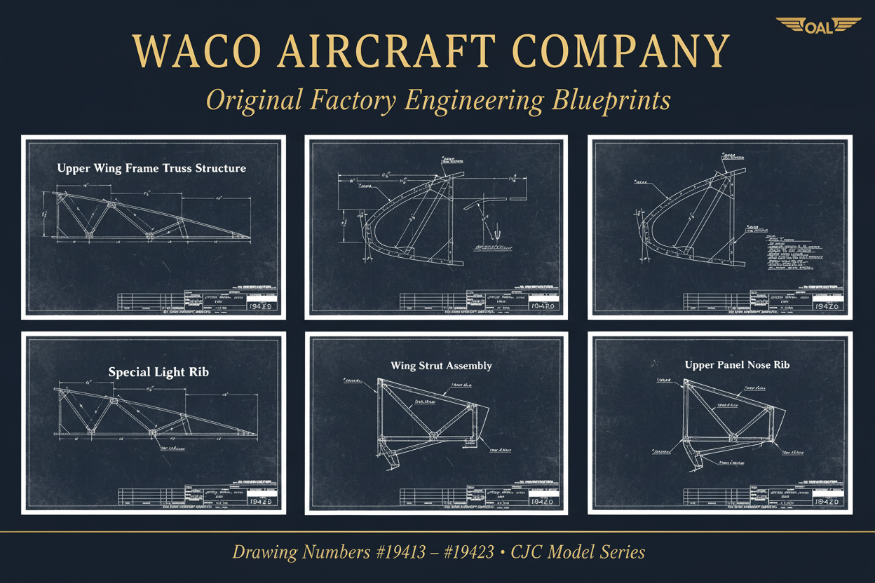 WACO Aircraft Blueprint Examples Banner